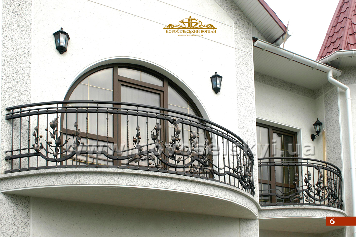 Wrought iron half-circle balcony