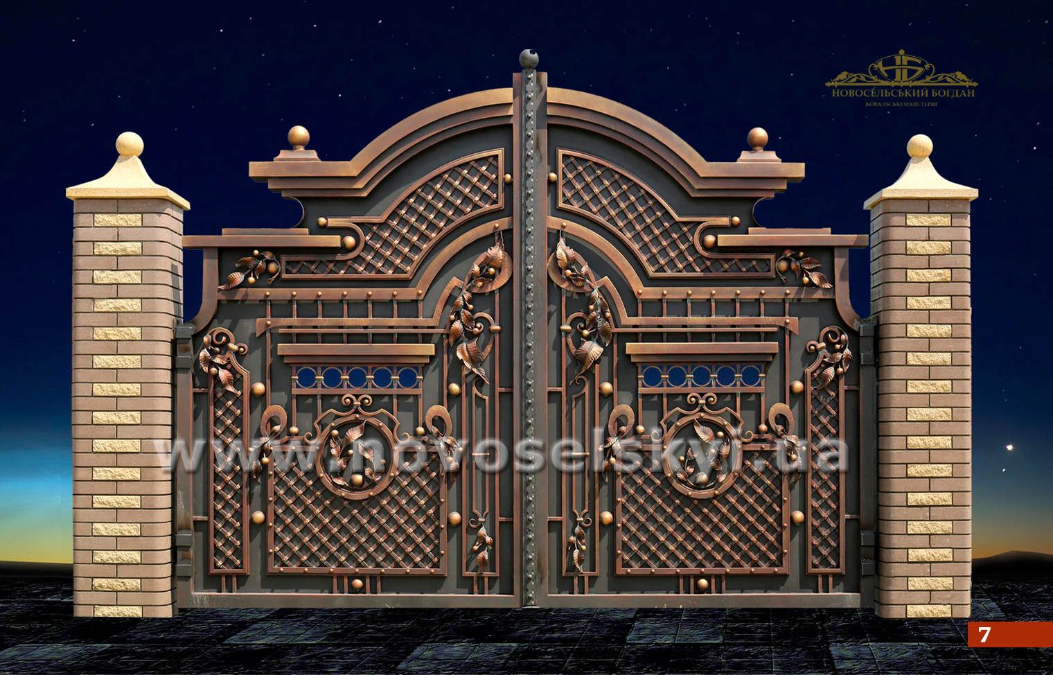 Wrought iron gate with mesh